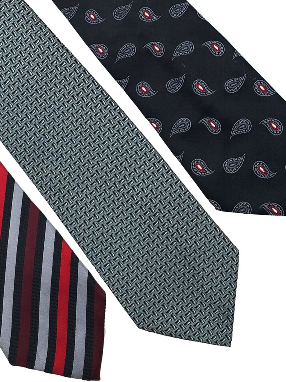 Lot of 3 Gray Black Red Classic Tie Necktie Eterno Croft & Barrow Wembley